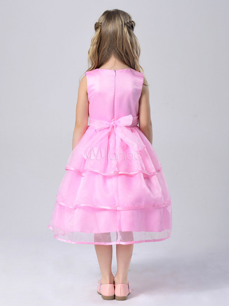 Flower Girl Dresses Purple Tiered Organza Kids Pageant Dresses Beading