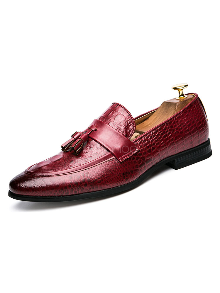 Burgundy Dress Shoes Men's Pointed Toe 