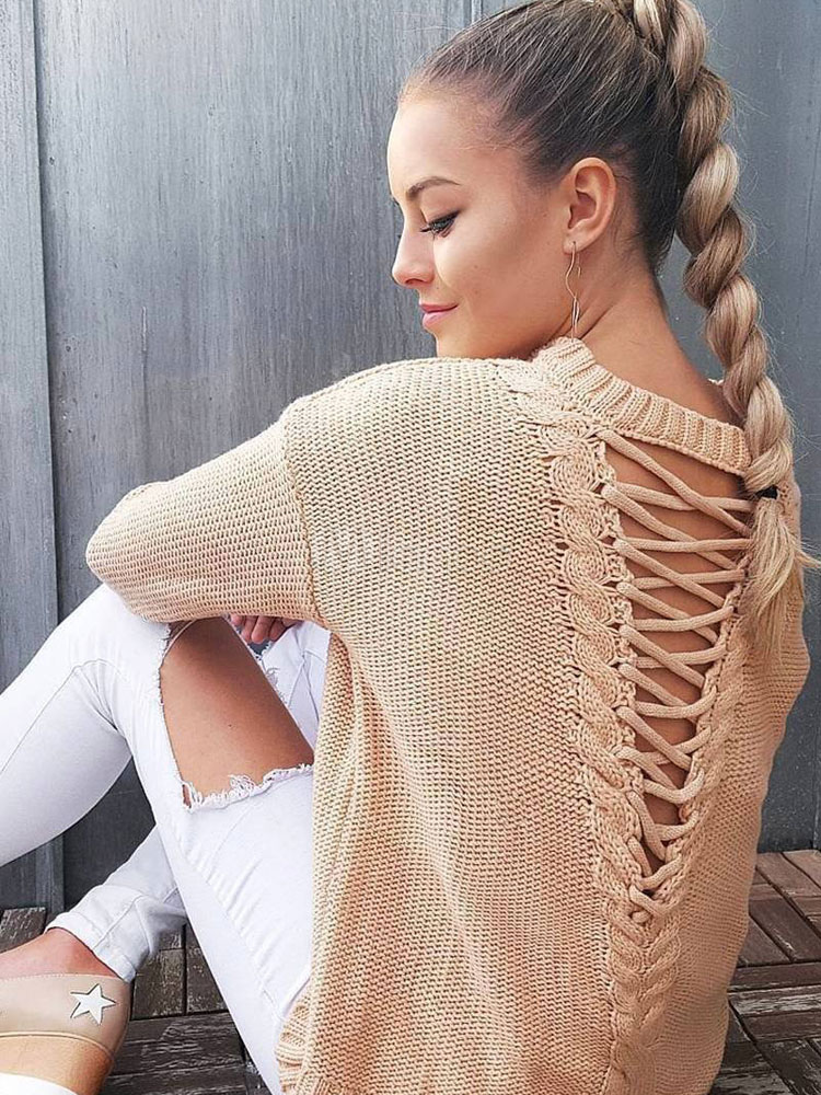 grey backless sweater