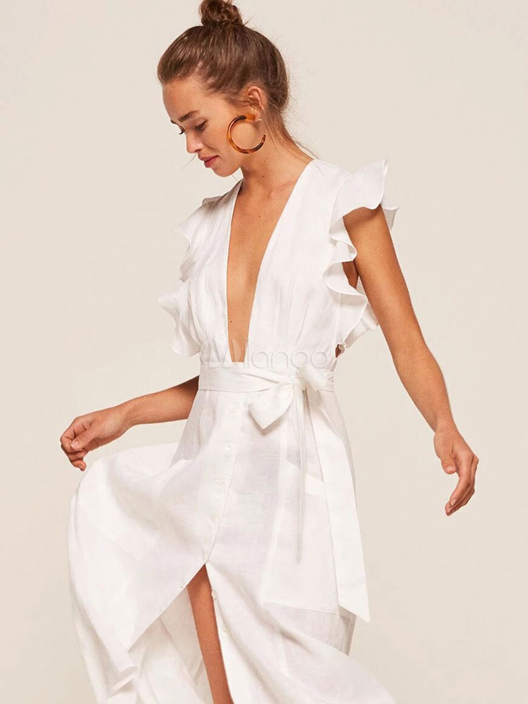 white skater style dress