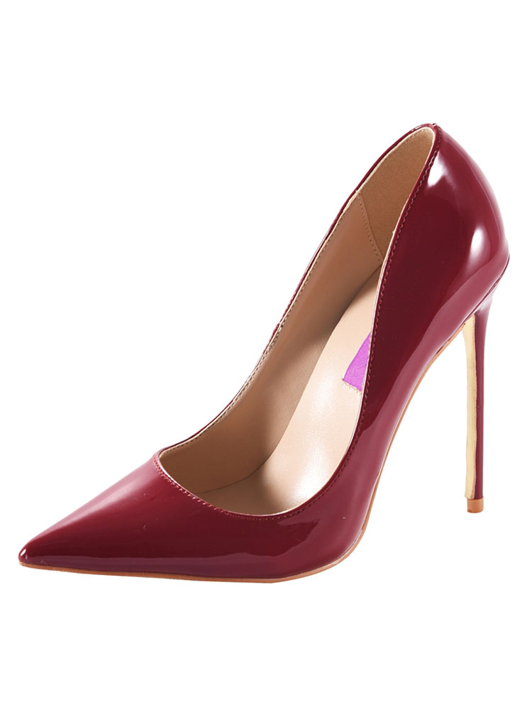 Women's High Heels Burgundy Pointed Toe 