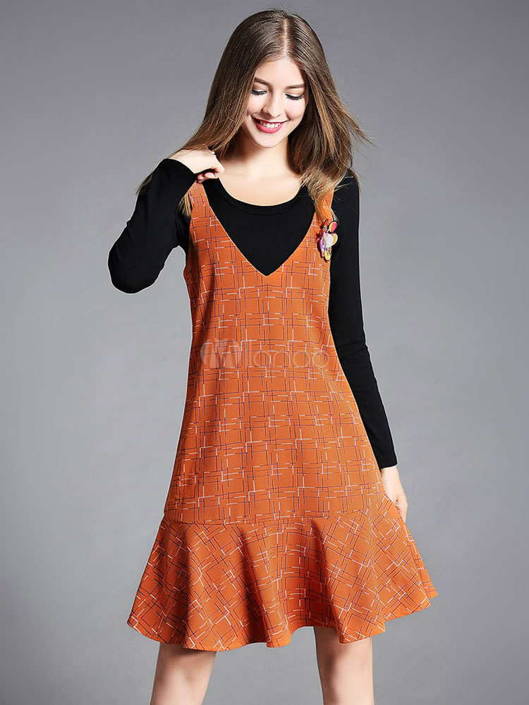 Orange Dress with Ruffles