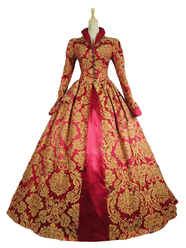 gold red victorian dress