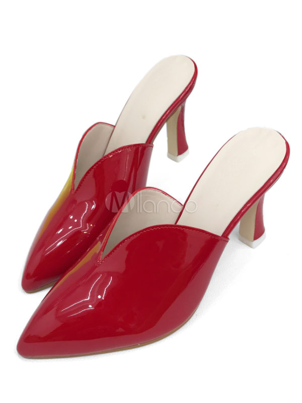 red pointed mules