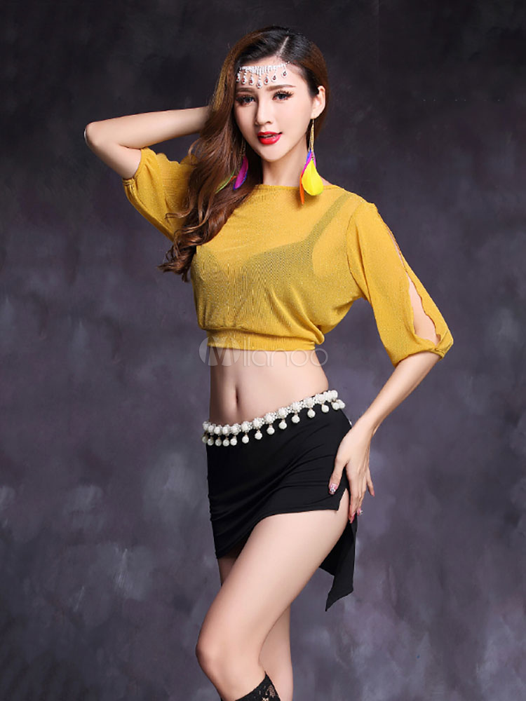 yellow dance crop top