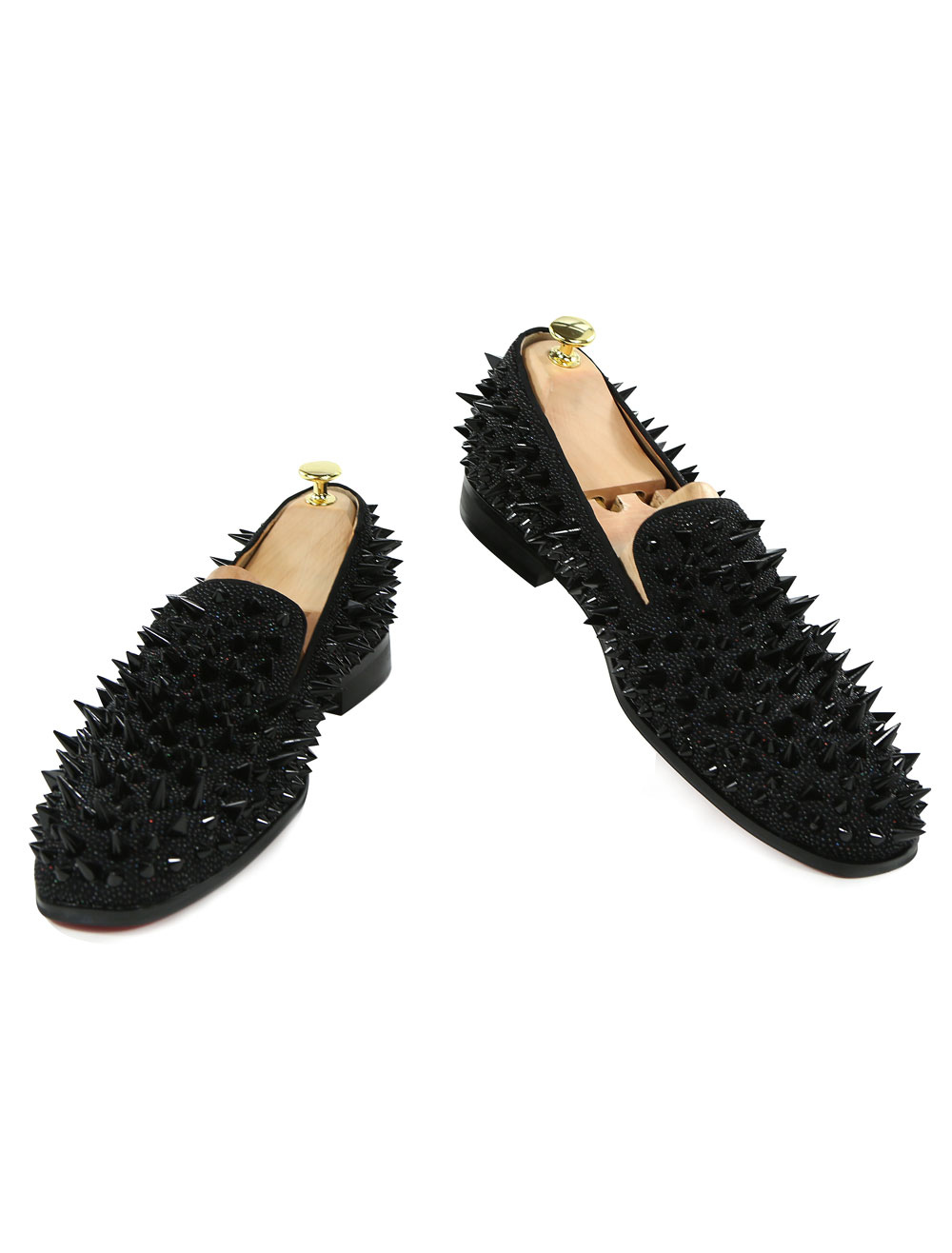 black loafers with spikes