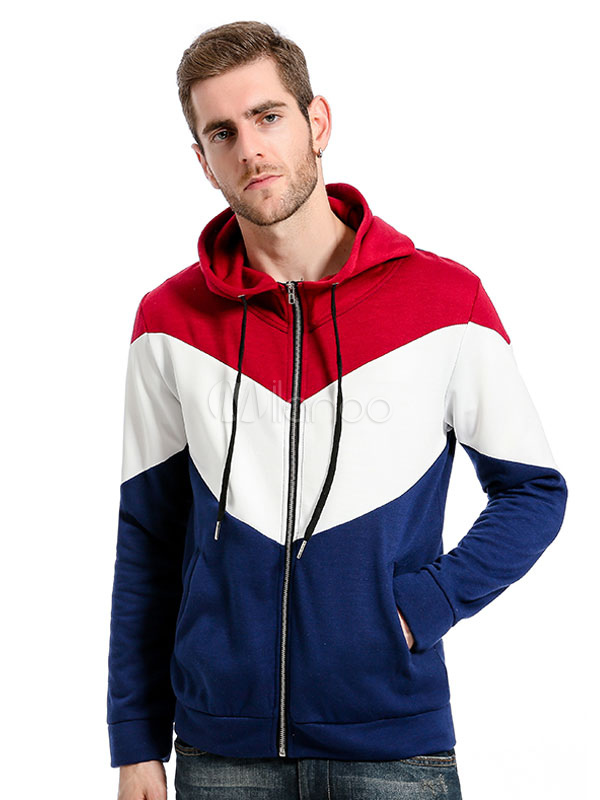 color block mens hoodie