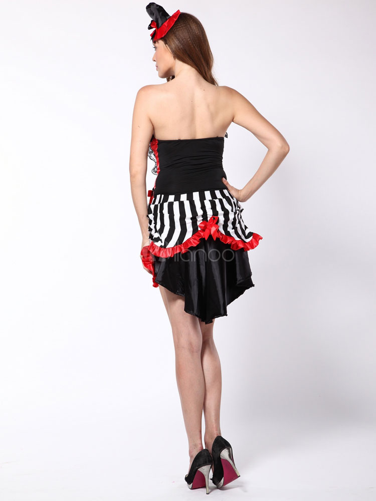 Women's Halloween Costume Black Demon Color Block Striped Mini Skirt
