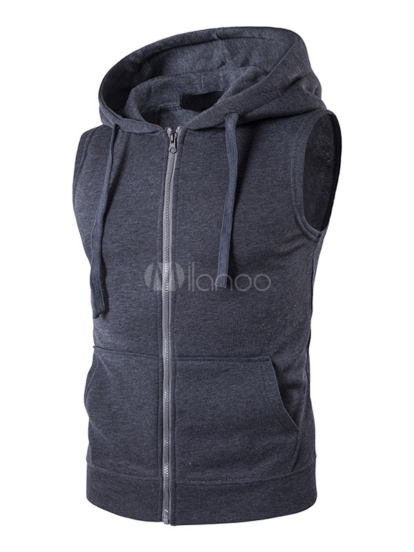 Sleeveless hoodie grey Clearance