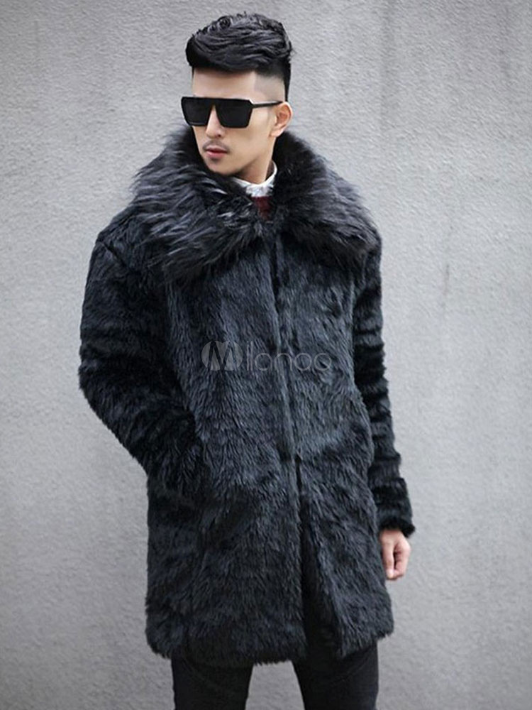 Langer Mantel Mit Pelzkragen Max 7651_schwarz