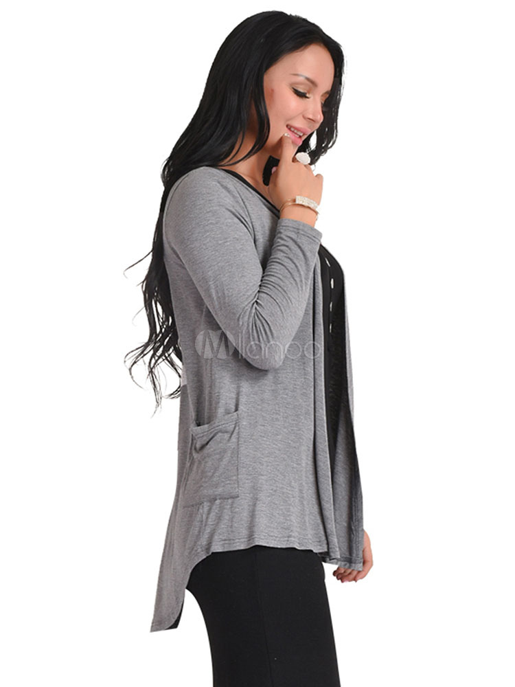Light Sky Blue Cardigan Long Sleeve Women's Knit Wear
