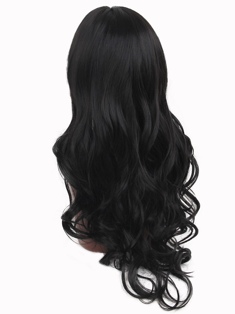 Women's Clothing Accessories | Black Tousled Wigs Women's Central Parting Body Wave Long Synthetic Wigs - QL83502