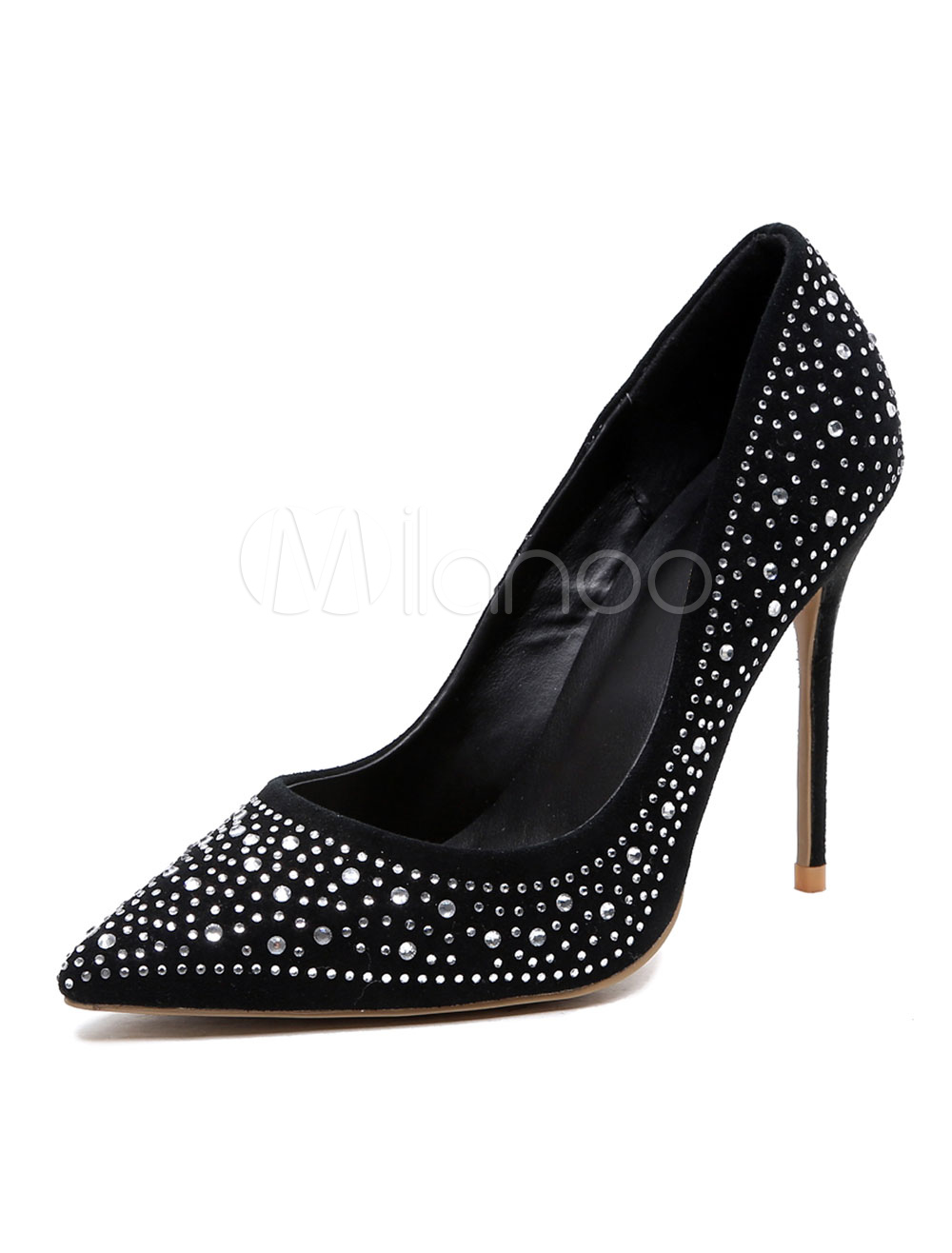 black evening shoes with rhinestones