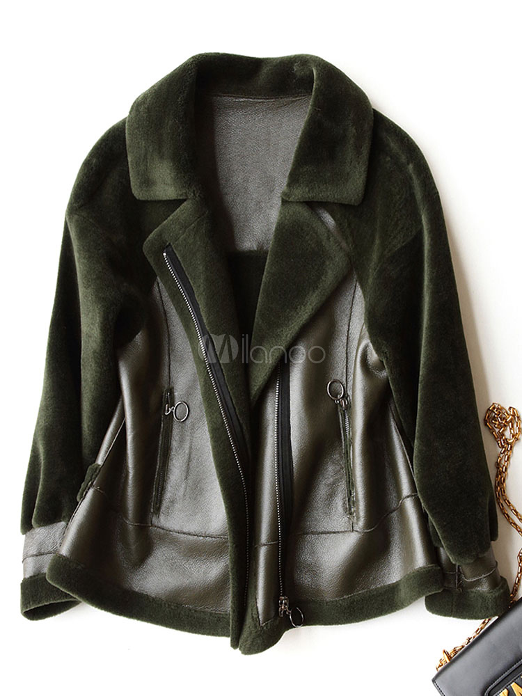 Women Leather Jacket Long Sleeves Hunter Green Motorcycle Women Leather Jacket Long Sleeves