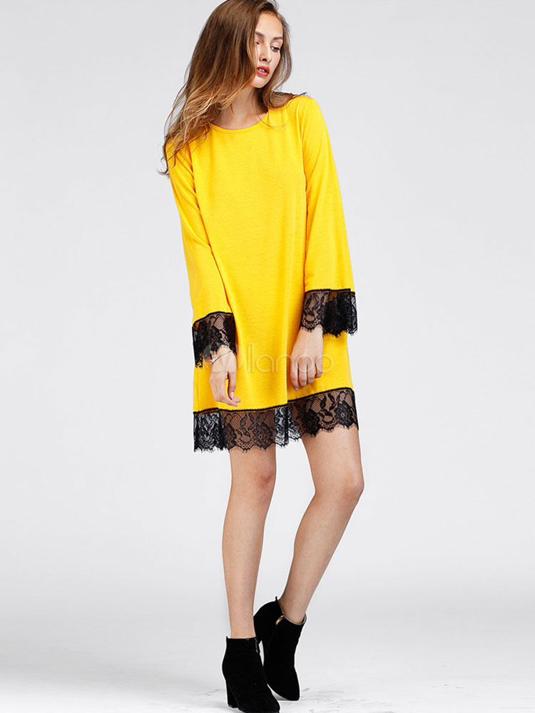 robe droite avec dentelle
