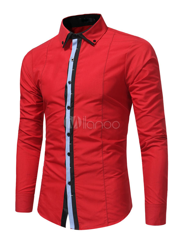 red and black long sleeve button up shirt