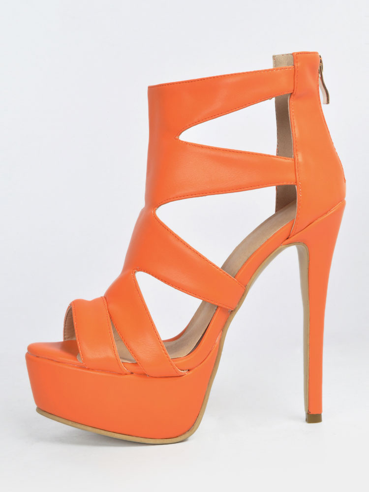 Orange Gladiator Sandals Peep Toe Stiletto Women's High Heels - Milanoo.com