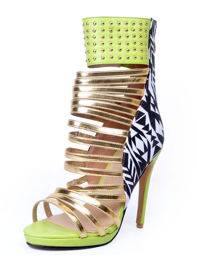green gladiator heels