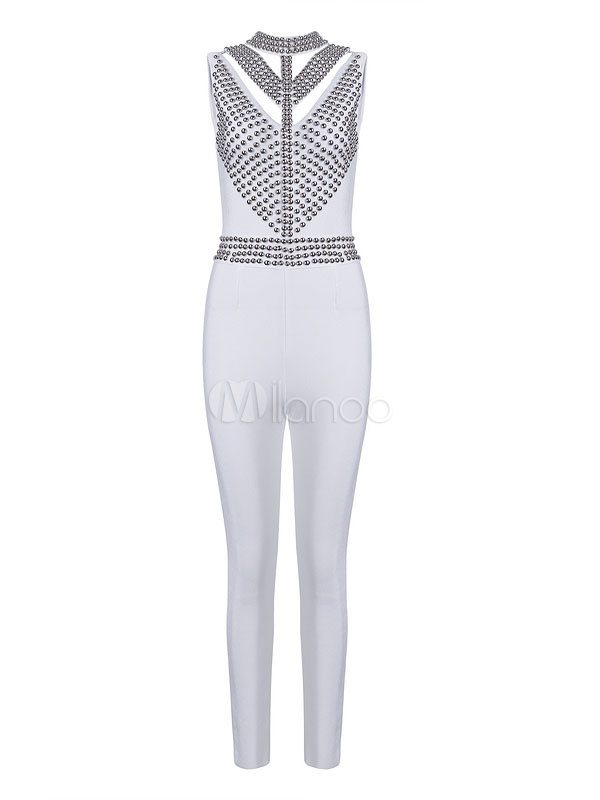 white studded jumpsuit