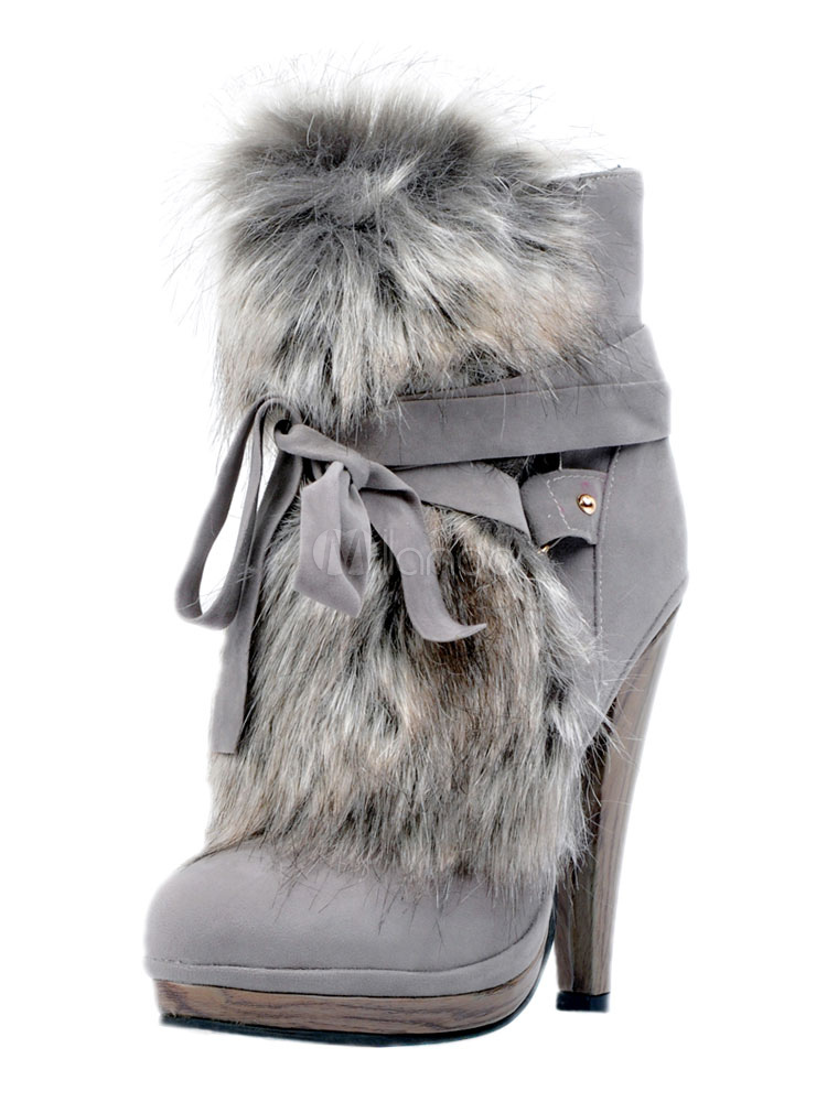 womens grey fuzzy boots