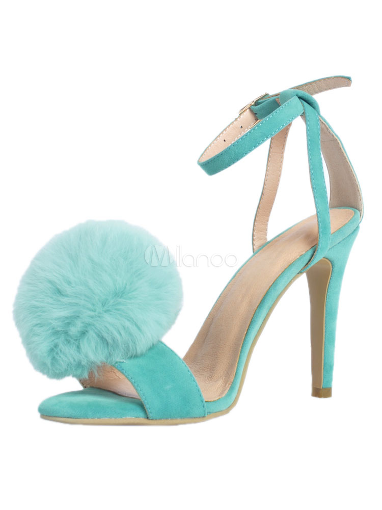 Sorbern Light Blue Ankle Strap Sandals For Women Clear Heels 15cm Transparent Plastic Platform 