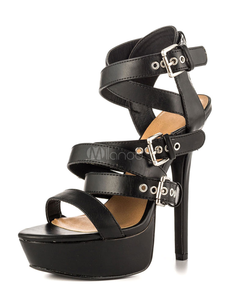 strappy platform open toe buckle platform sandals