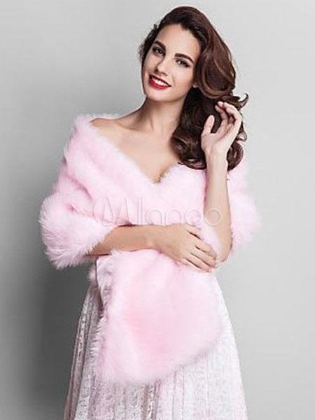 pink faux fur wrap