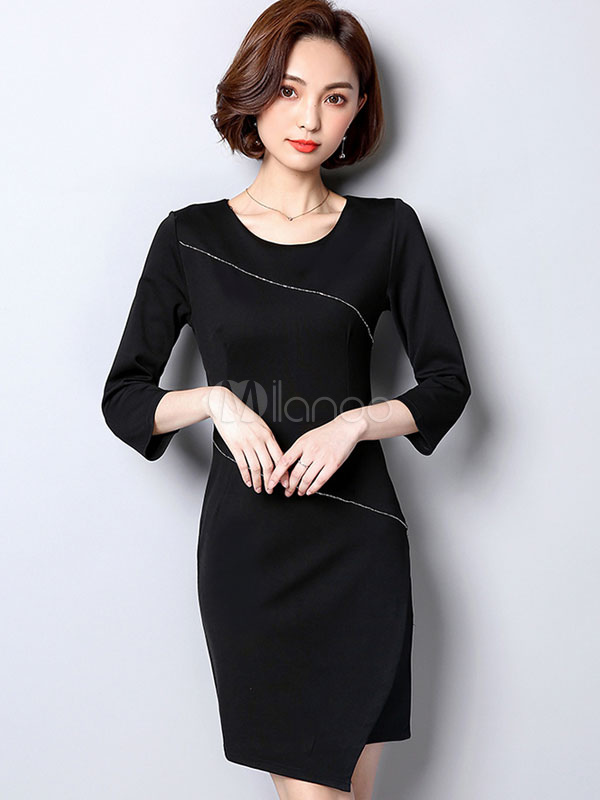 round neck brocade bodycon dress