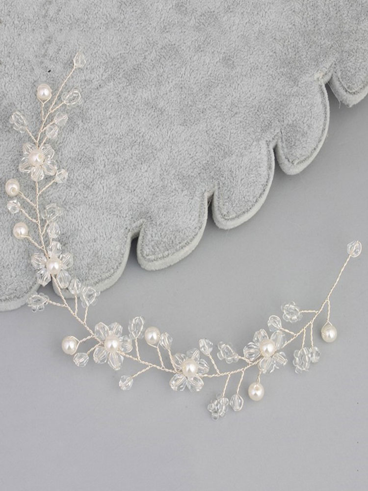 Wedding & Events Wedding Accessories | Wedding Pearls Headband Headpieces Transparent Crystal Bridal Hair Accessories - HT05041