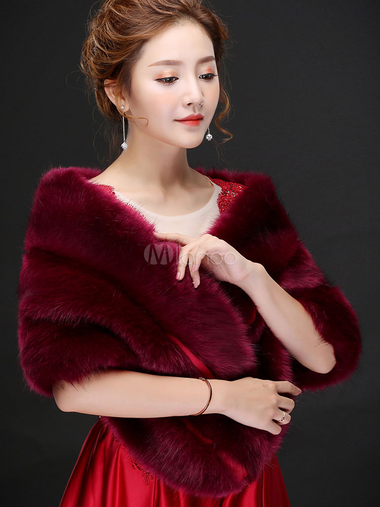 burgundy fur wrap