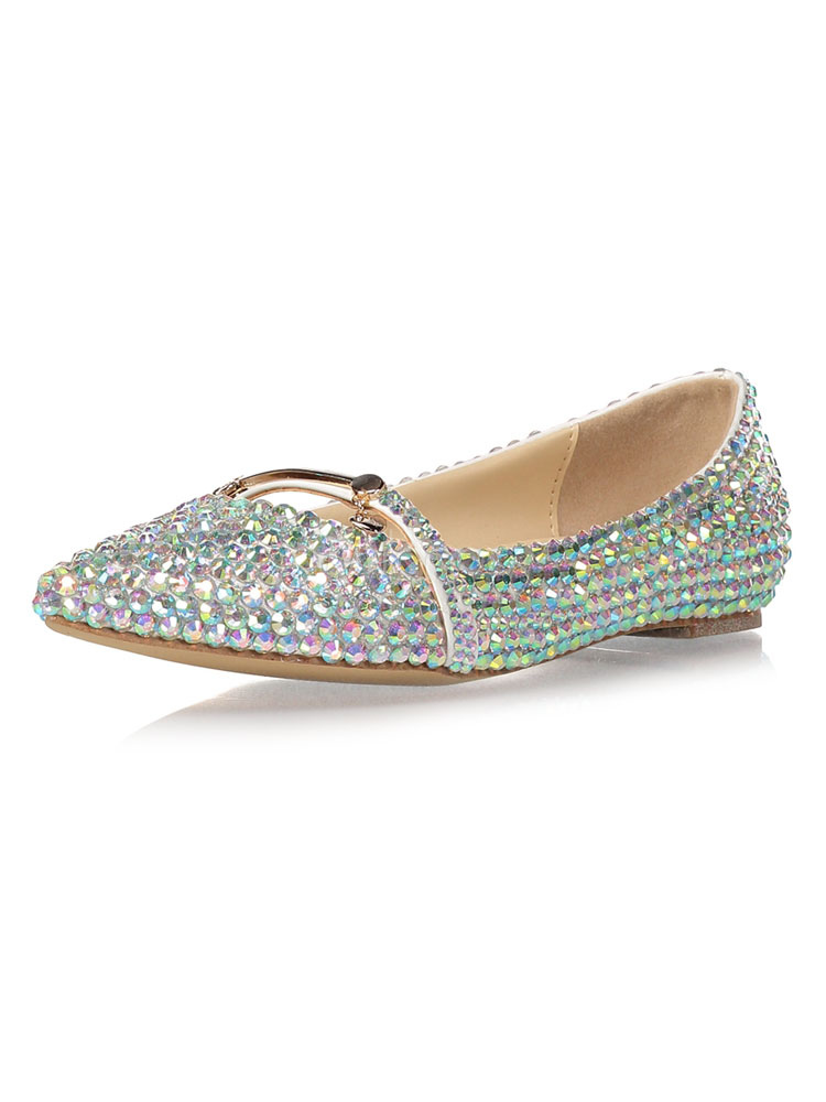 flat silver evening shoes