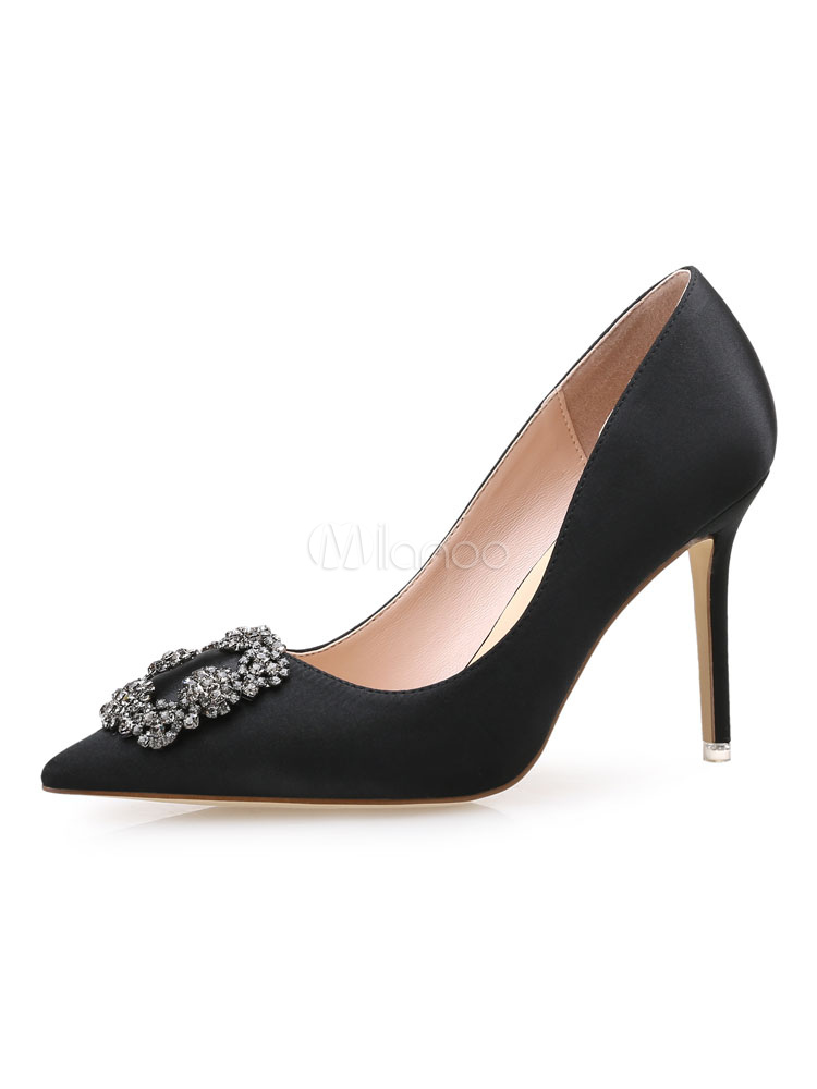 black evening shoes with rhinestones