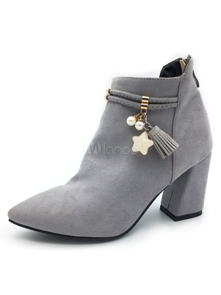 chunky boots with pearls