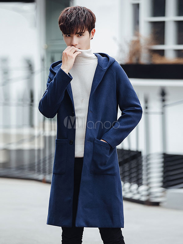 NoName Long coat discount 97% MEN FASHION Coats Casual Navy Blue L 