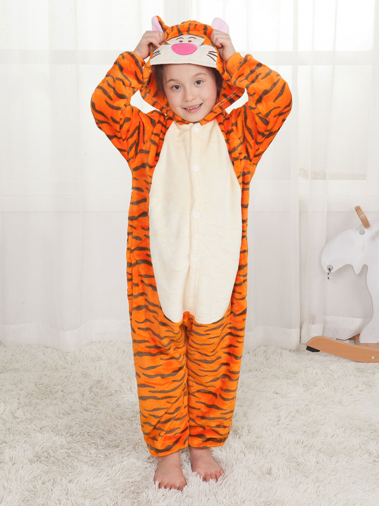 Kigurumi Kids Onesie Tigger Pajamas Orange Winter Sleepwear Mascot ...