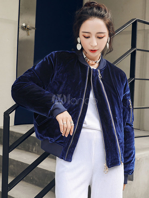 royal blue bomber jacket womens