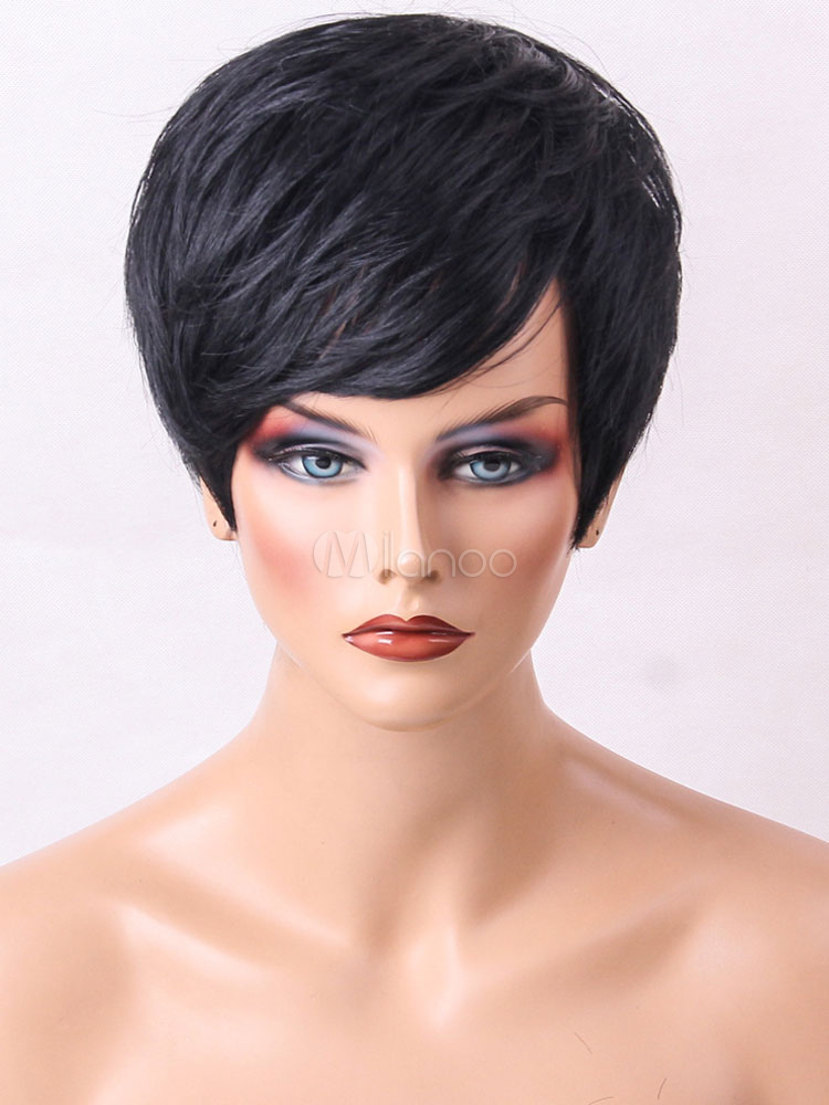 Parrucca Lunga Nera Resistente Al Calore 100% Premium Con Bang - Italia - Foto 5