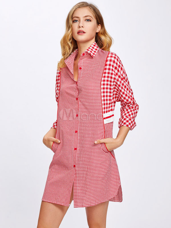 warehouse red shirt dress