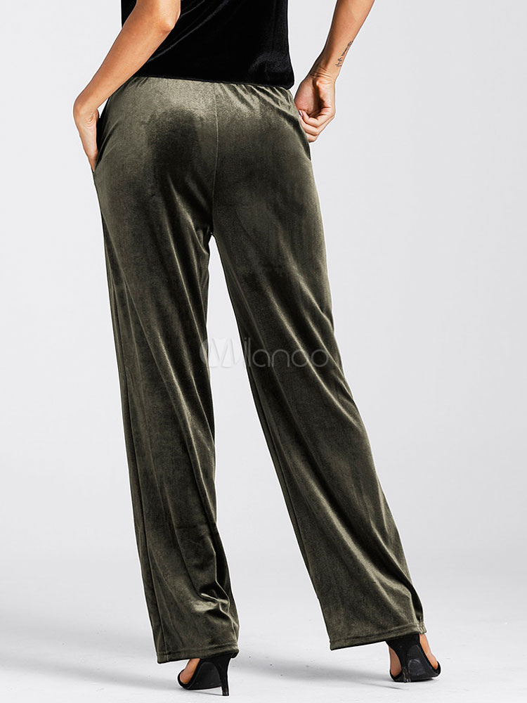 womens green velvet pants