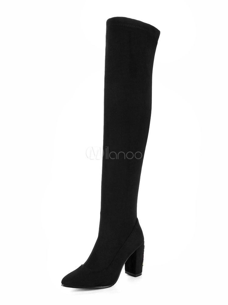 black suede over the knee boots heel