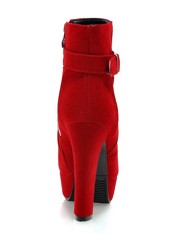 red chunky ankle boots