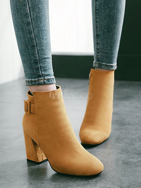 high ankle brown booties