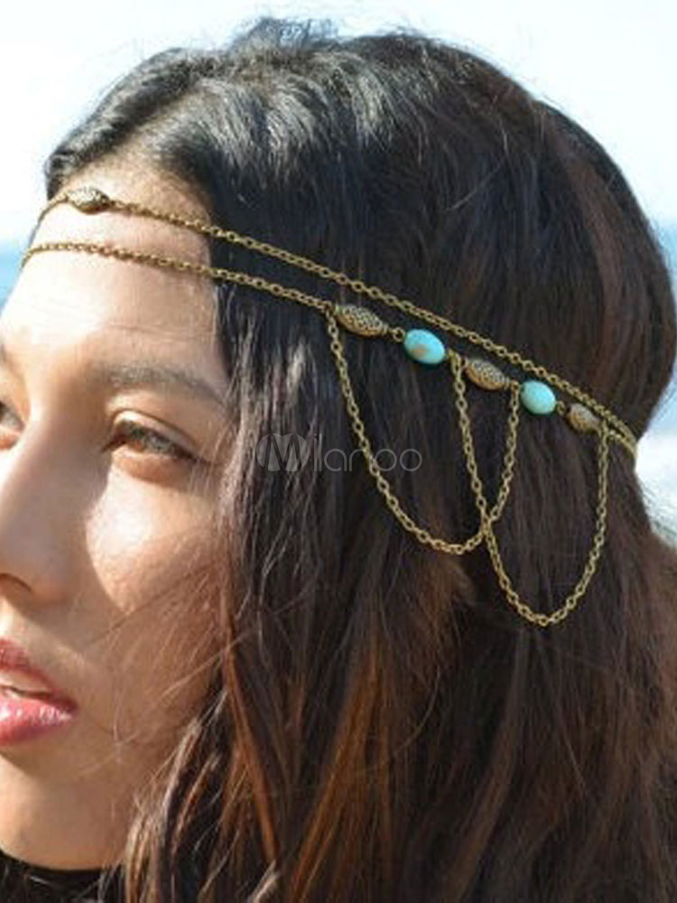 ヘアアクセサリー 髪飾り 頭飾り ヘッドドレス ブロンズカラー 無地 金属飾り 女性用 巡遊 シック モダン Milanoo Jp
