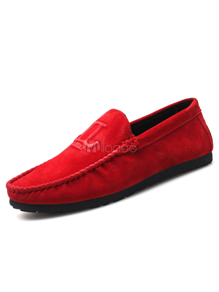 red mens loafer shoes
