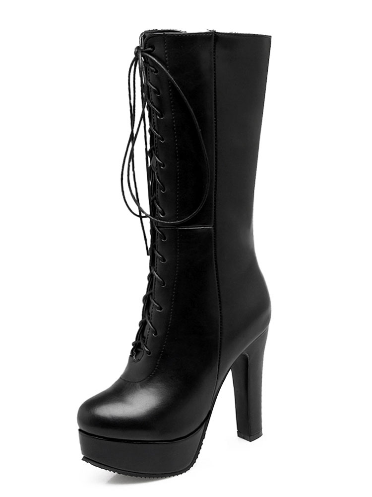 lace up calf boots womens
