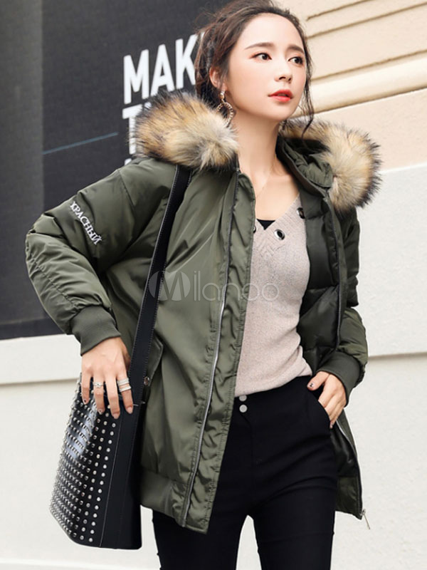 short bomber jacket with fur hood