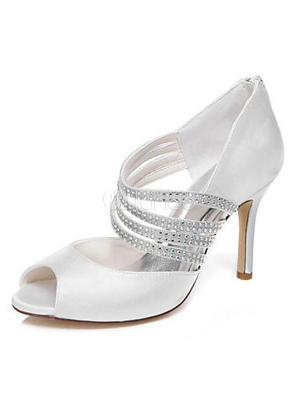 white strappy bridal shoes