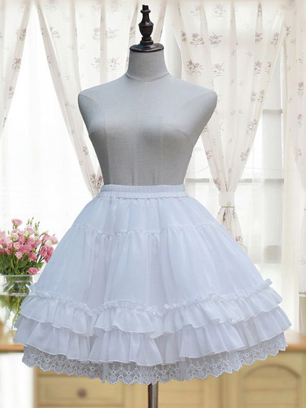 Lolita blanc Petticoat Neverland Ruffles Frills en mousseline de soie couche Lolita Crinoline Déguisements Halloween