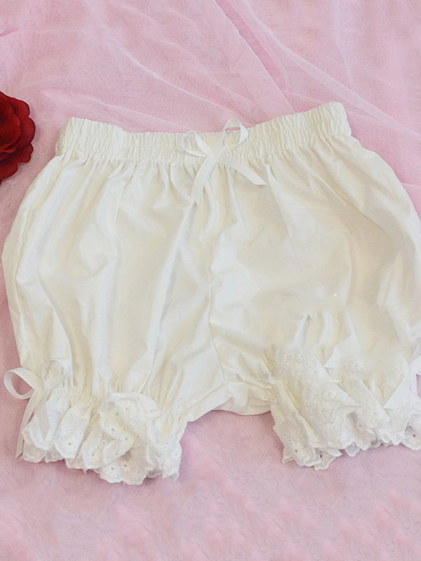 Classic Lolita Bloomers Neverland Ruffles Ribbons White Lolita Shorts ...