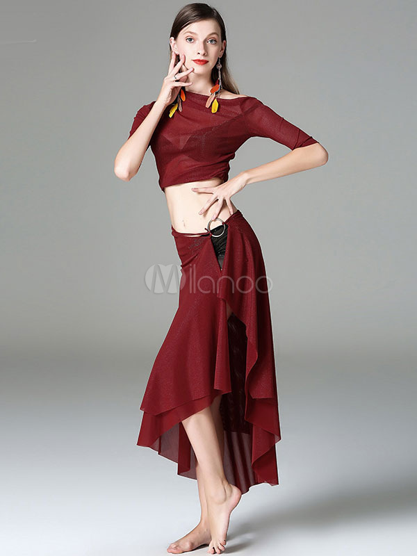 Belly Dance Costume Women Maroon Skirt With Top